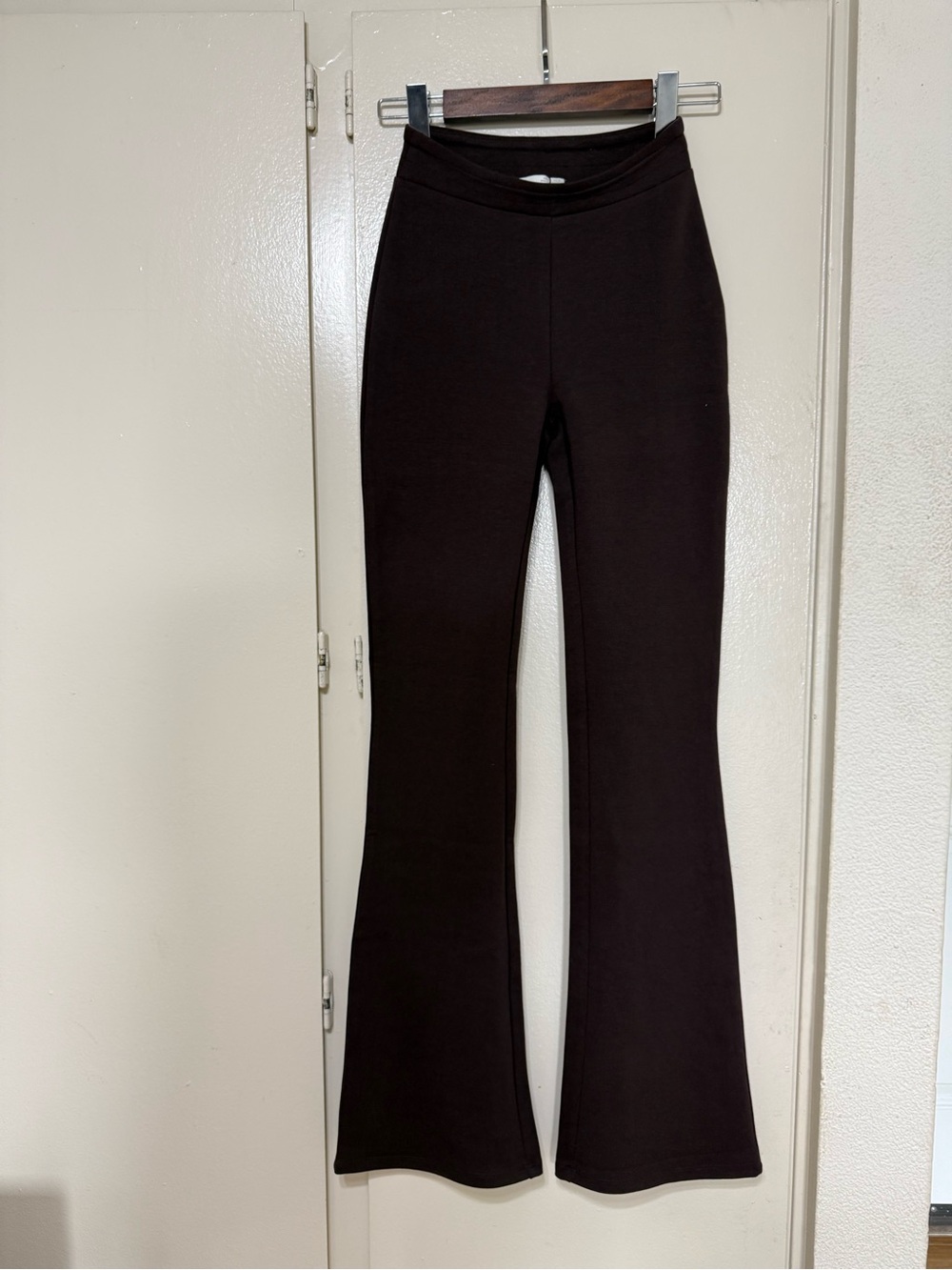 Zara NWT Brown Flare Leggings High Rise Stretch Pants Size S - Picture 3 of 6